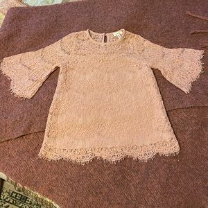 Blush pink girls monteau lace top